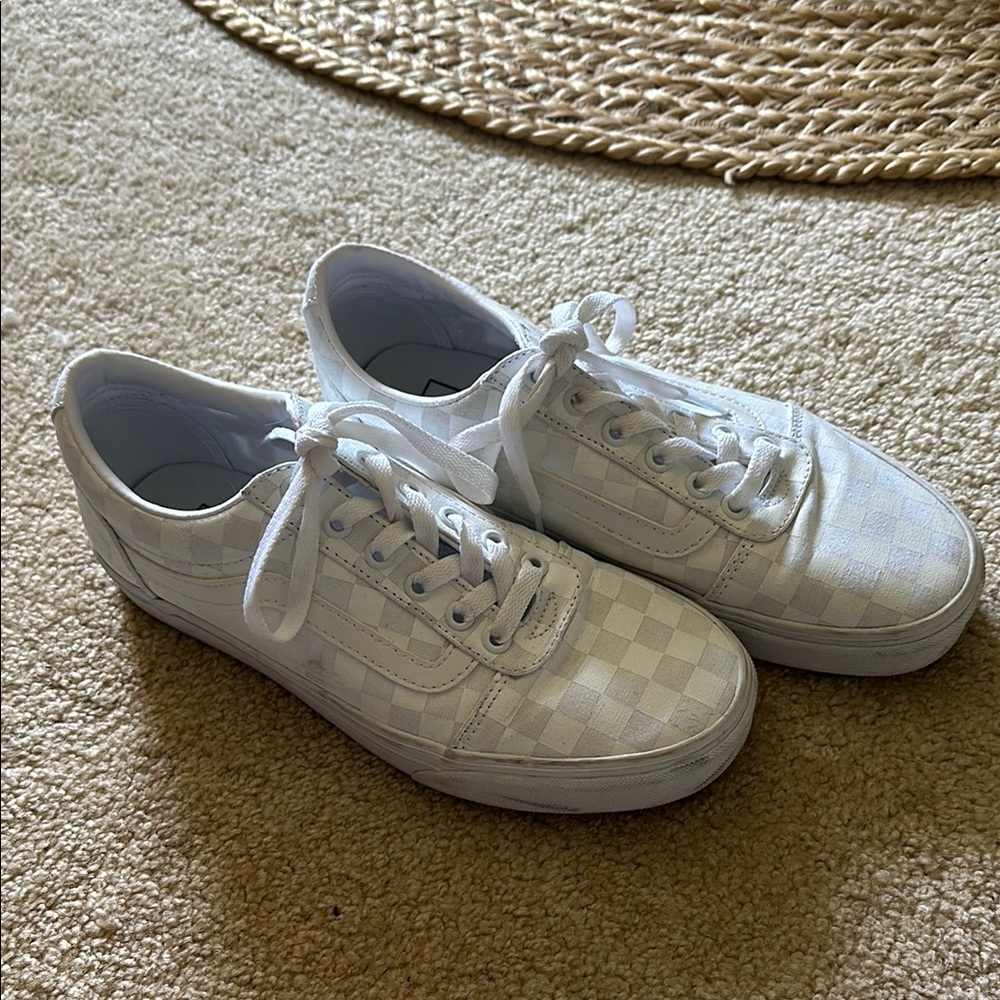 Vans White Checkered Sneakers